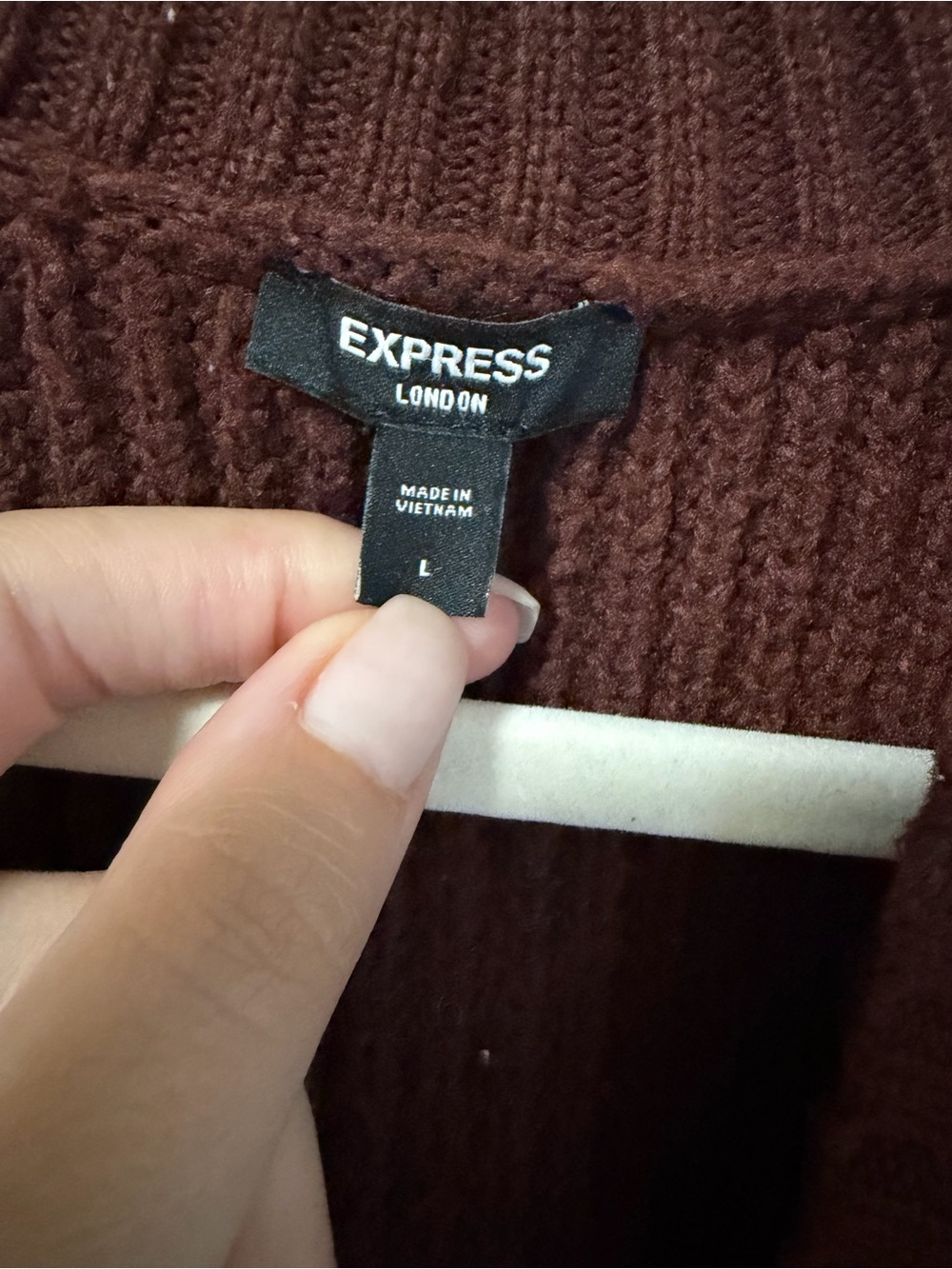 Express Chunky Ribbed Button-Front Cardigan - Brown - Picture 3 of 4